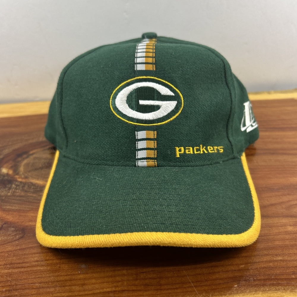 VINTAGE Green‎ Bay Packers Hat Green Yellow Logo Athletic Pro Line Mens 90s